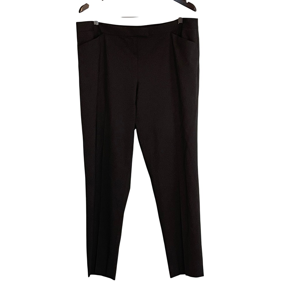 Lafayette 148 New‎ York Irving Black Virgin Wool Stretch Trousers Pants 14